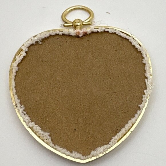 Vintage Cross-Stitch Angel Christmas Joy Ornament Heart Shaped Handmade Complete - Picture 6 of 6